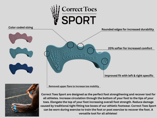 Correct Toes Sport features and benefits for bunions overpronation forefoot pain plantar fasciitis