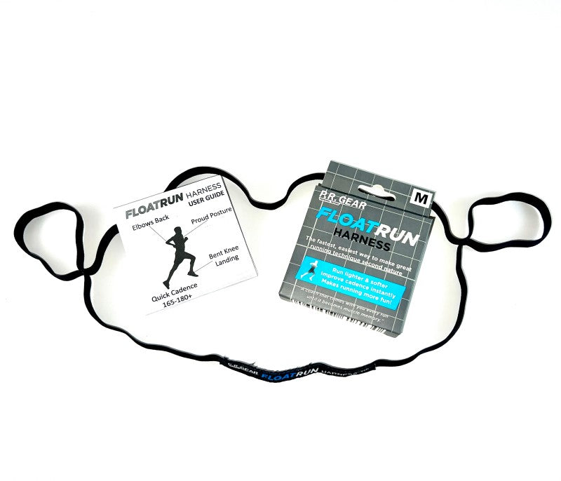 FloatRun Harness with Packaging and User Guide for learning to run injury free, run faster, easier, softer, and better